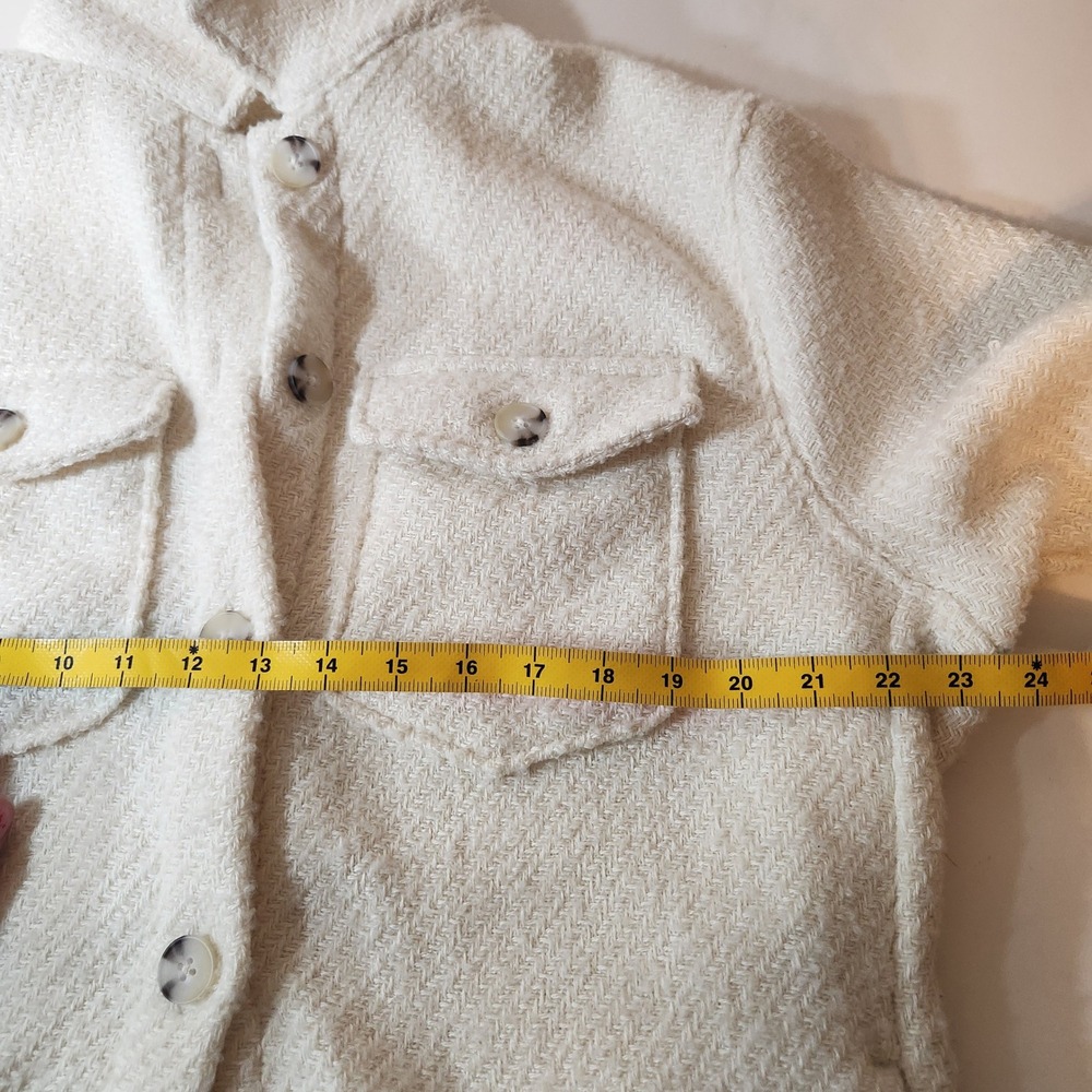 Denver Hayes Cream Herringbone Textured Shacket Button Up Shirt Jacket L - Picture 5 of 8